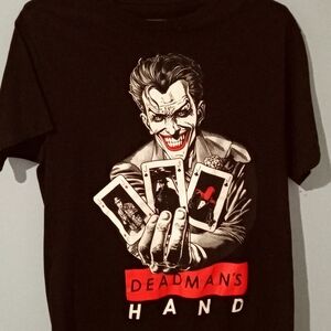 Batman Black Short Sleeve Tee with Joker 'Deadman's Hand' Graphic